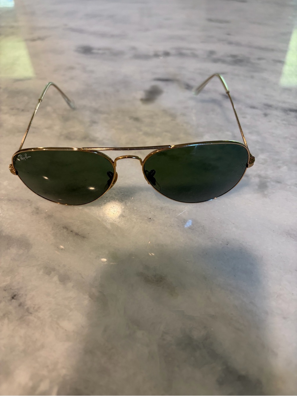 Ray-Ban Gold Frame Sunglasses with Green Lenses